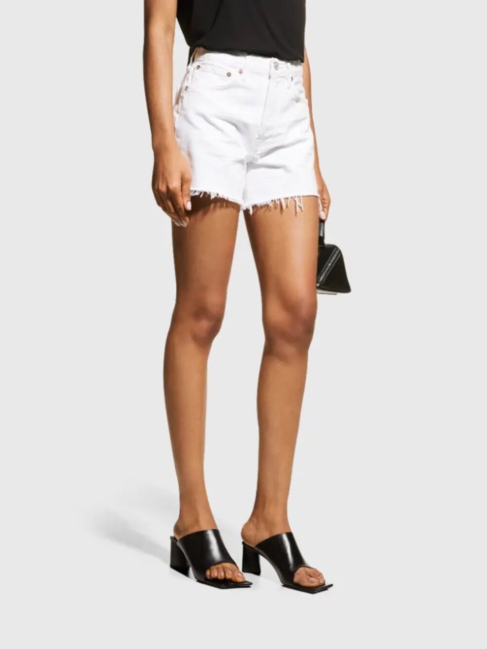 Agolde Parker Long Frayed Shorts - Pannacotta - Picture 3 of 12